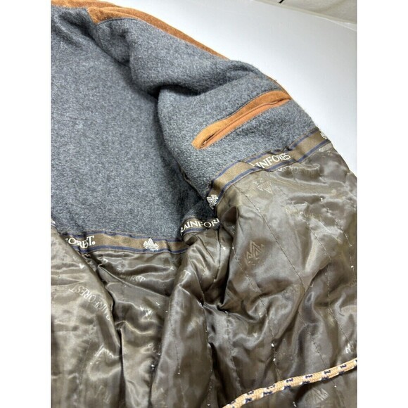 Rainforest Suede Coat Jacket Brown Large Zipper Snap Closure Drawstring Waist - Picture 11 of 16